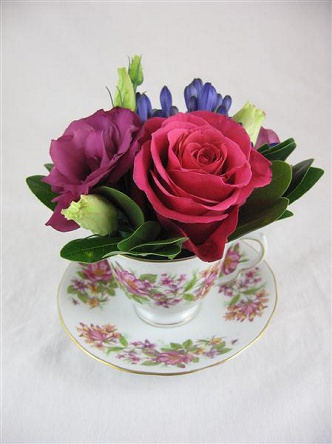Tea Cup Posy  |  Periwinkle Flowers Toronto florist